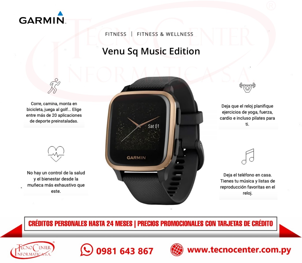 Reloj Smartwatch Garmin Venu SQ Music - Black/Rose